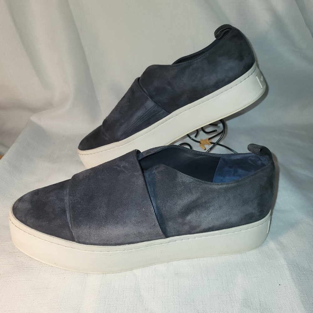 VINCE Wallace Suede Platform Slip On Grey Gray Sneakers Shoes Womens Sz 9M EUR39